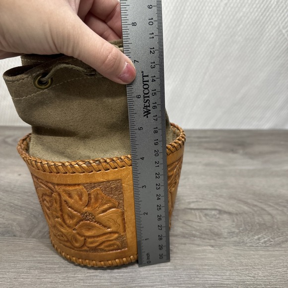 Leather Hand Tooled Leather Pouch Bag RM Monogram Drawstring Pouch Small Purse - Picture 9 of 9